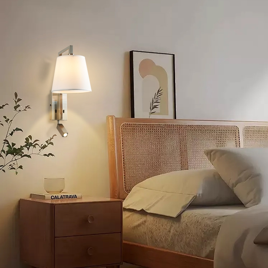 Brilagi - LED væglampe RAYA 1xE14/40W/230V + LED/3W hvid/mat krom