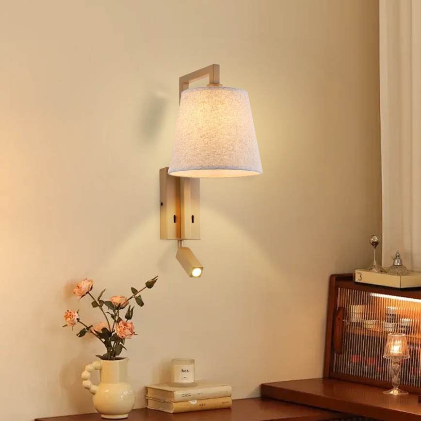 Brilagi - LED væglampe RAYA 1xE14/40W/230V + LED/3W hør/beige
