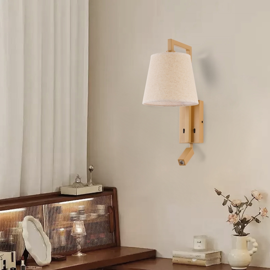 Brilagi - LED væglampe RAYA 1xE14/40W/230V + LED/3W hør/beige