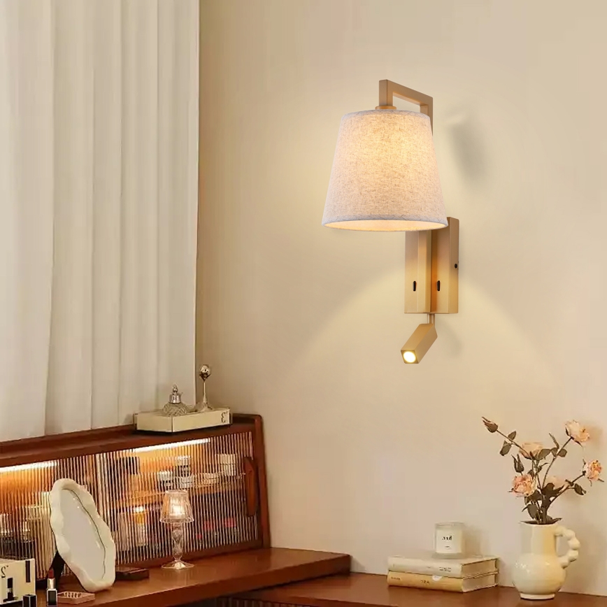 Brilagi - LED væglampe RAYA 1xE14/40W/230V + LED/3W hør/beige