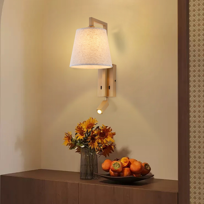Brilagi - LED væglampe RAYA 1xE14/40W/230V + LED/3W hør/beige