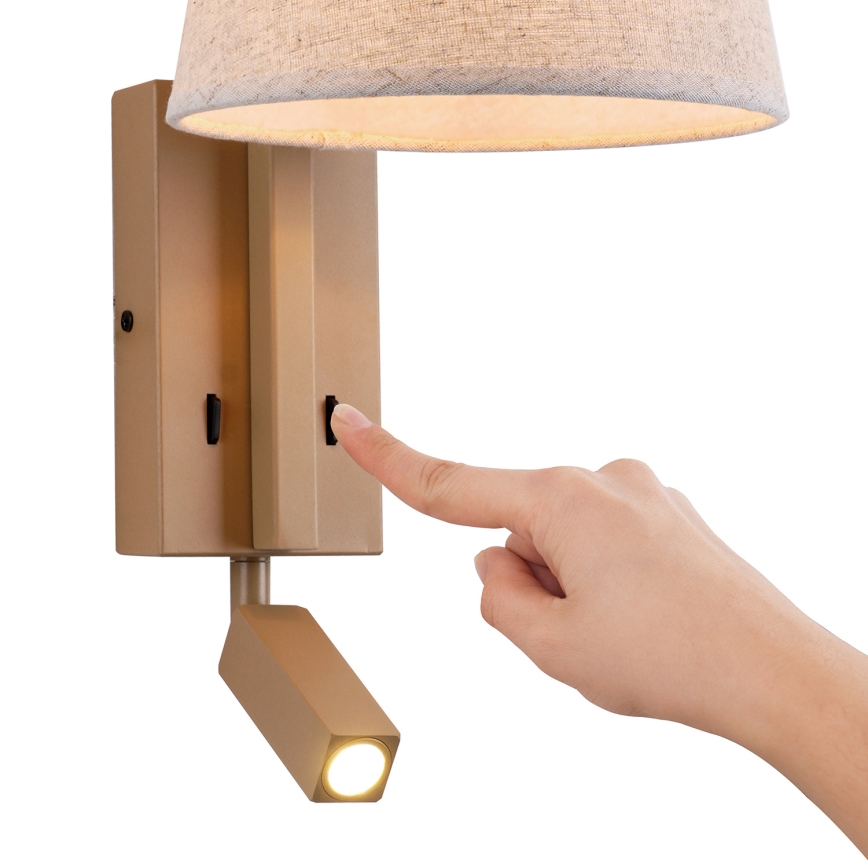 Brilagi - LED væglampe RAYA 1xE14/40W/230V + LED/3W hør/beige