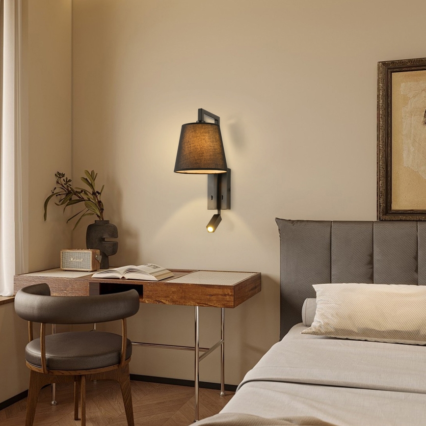 Brilagi - LED væglampe RAYA 1xE14/40W/230V + LED/3W sort