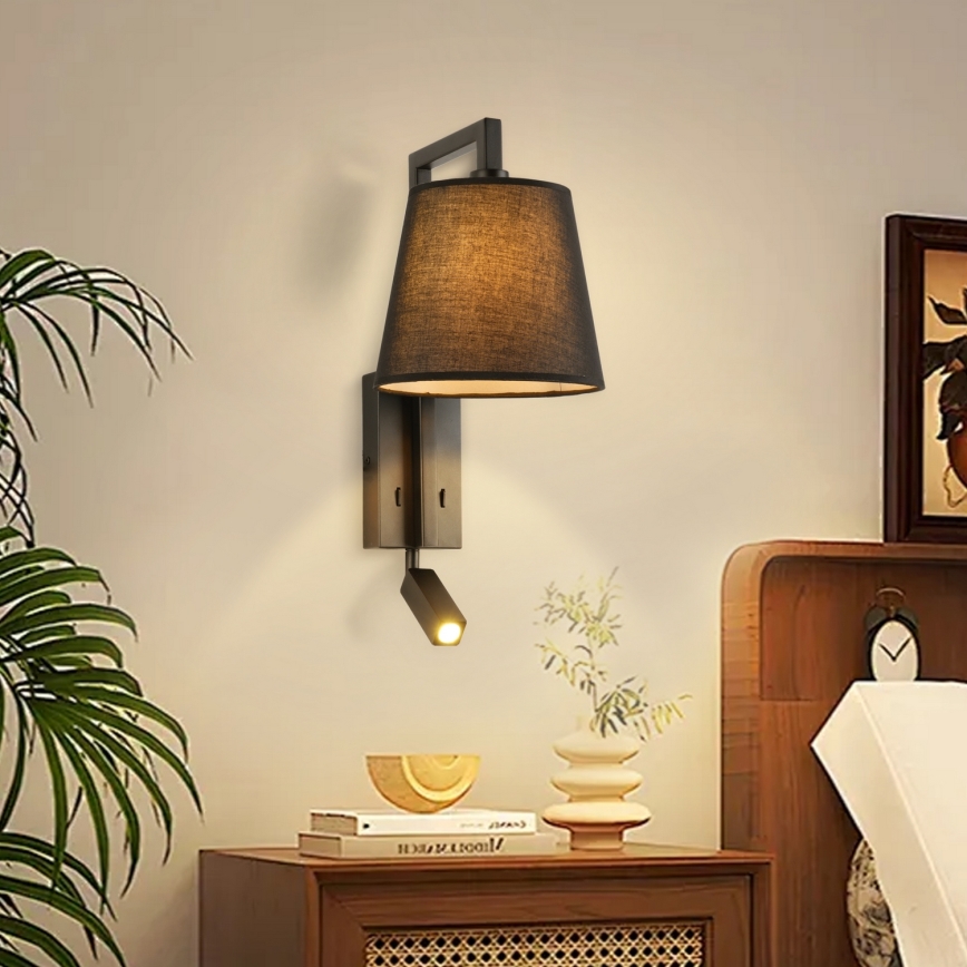 Brilagi - LED væglampe RAYAS 1xE14/40W/230V + LED/3W sort