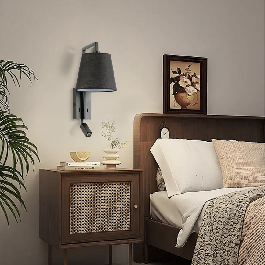 Brilagi - LED væglampe RAYAS 1xE14/40W/230V + LED/3W sort