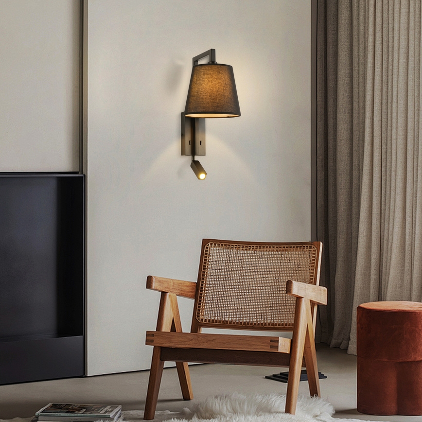 Brilagi - LED væglampe RAYAS 1xE14/40W/230V + LED/3W sort