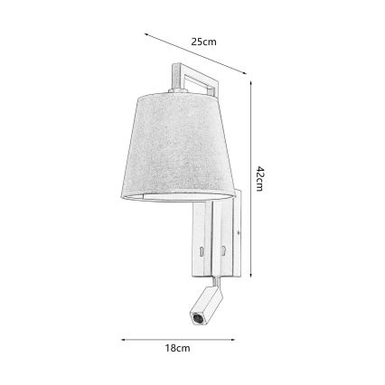 Brilagi - LED væglampe RAYAS 1xE14/40W/230V + LED/3W sort