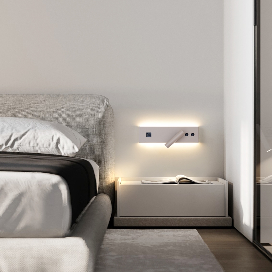 Brilagi - LED vægspot med USB-port NOCTIS LED/3W/230V + LED/9W beige