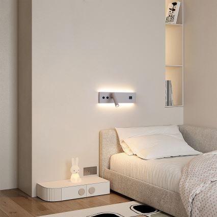 Brilagi - LED vægspot med USB-port NOCTIS LED/3W/230V + LED/9W beige