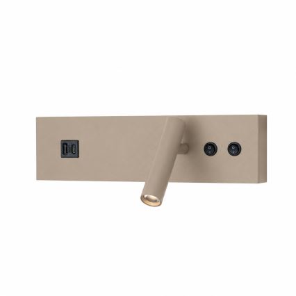 Brilagi - LED vægspot med USB-port NOCTIS LED/3W/230V + LED/9W beige