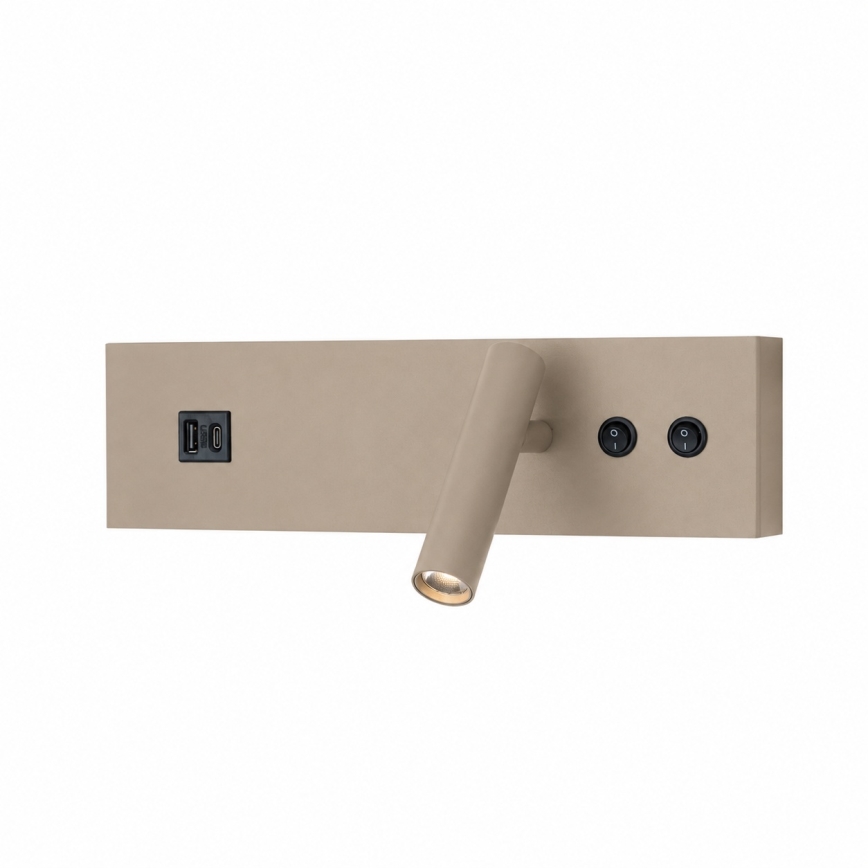 Brilagi - LED vægspot med USB-port NOCTIS LED/3W/230V + LED/9W beige