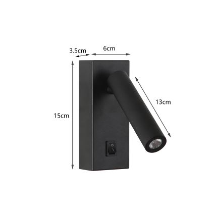 Brilagi - LED vægspot MAYA LED/3W/230V 4000K sort