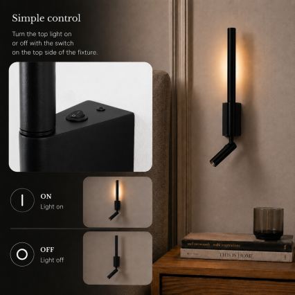 BRILAGI - LED vægspot VIXON LED/3W/230V + LED/5W sort CRI 90