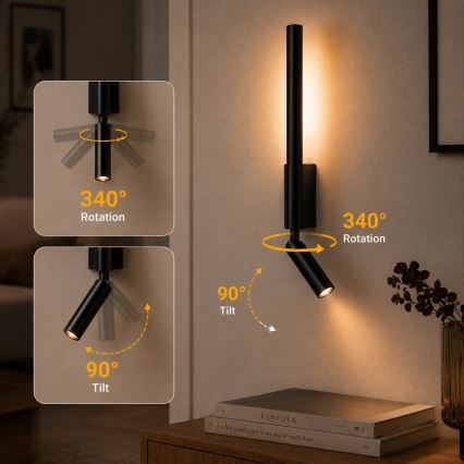 BRILAGI - LED vægspot VIXON LED/3W/230V + LED/5W sort CRI 90
