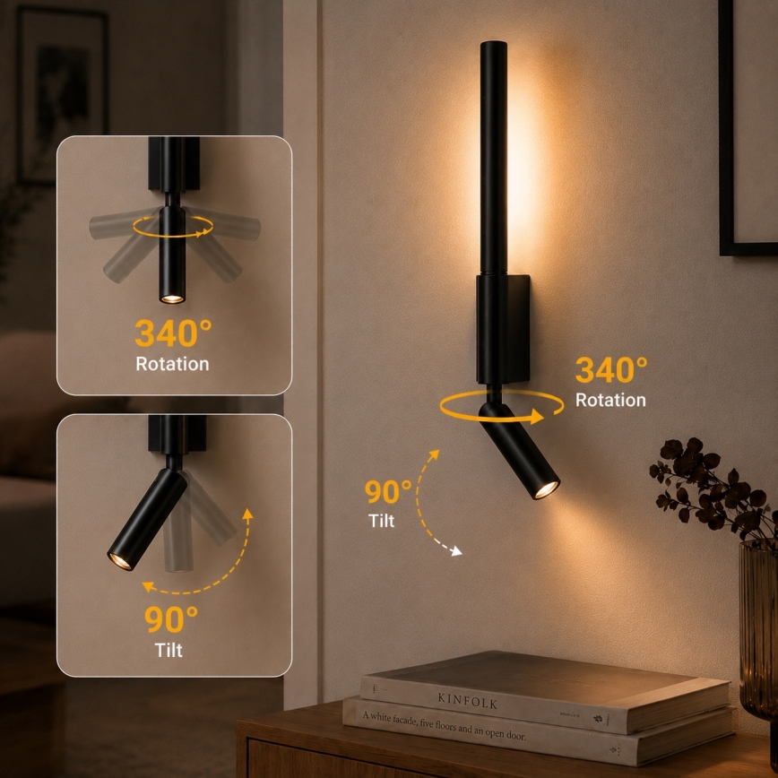 BRILAGI - LED vægspot VIXON LED/3W/230V + LED/5W sort CRI 90