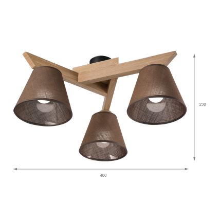 Brilagi - Loftlampe ANTHONY 3xE14/40W/230V eg/brun