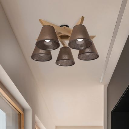 Brilagi - Loftlampe ANTHONY 5xE14/40W/230V eg/brun