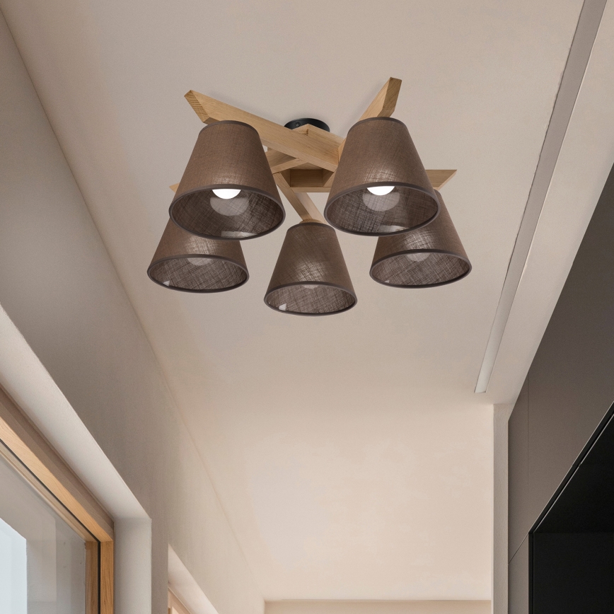 Brilagi - Loftlampe ANTHONY 5xE14/40W/230V eg/brun