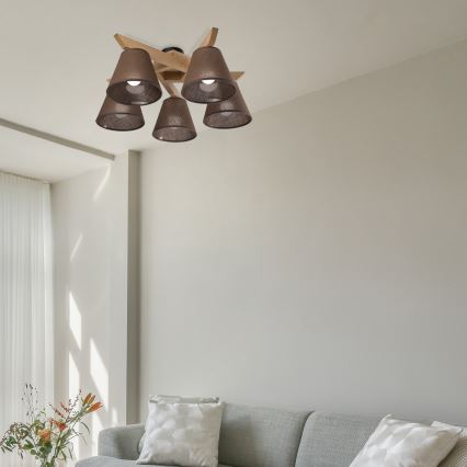Brilagi - Loftlampe ANTHONY 5xE14/40W/230V eg/brun