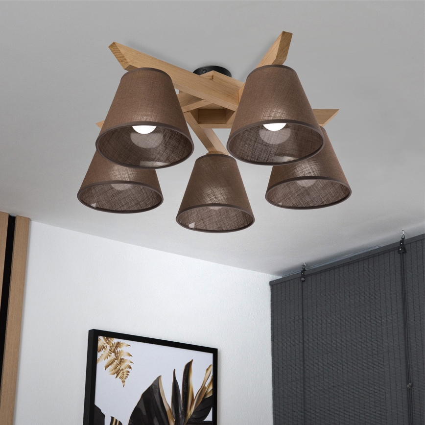 Brilagi - Loftlampe ANTHONY 5xE14/40W/230V eg/brun