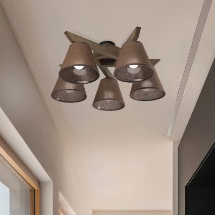Brilagi - Loftlampe ANTHONY 5xE14/40W/230V eg/brun