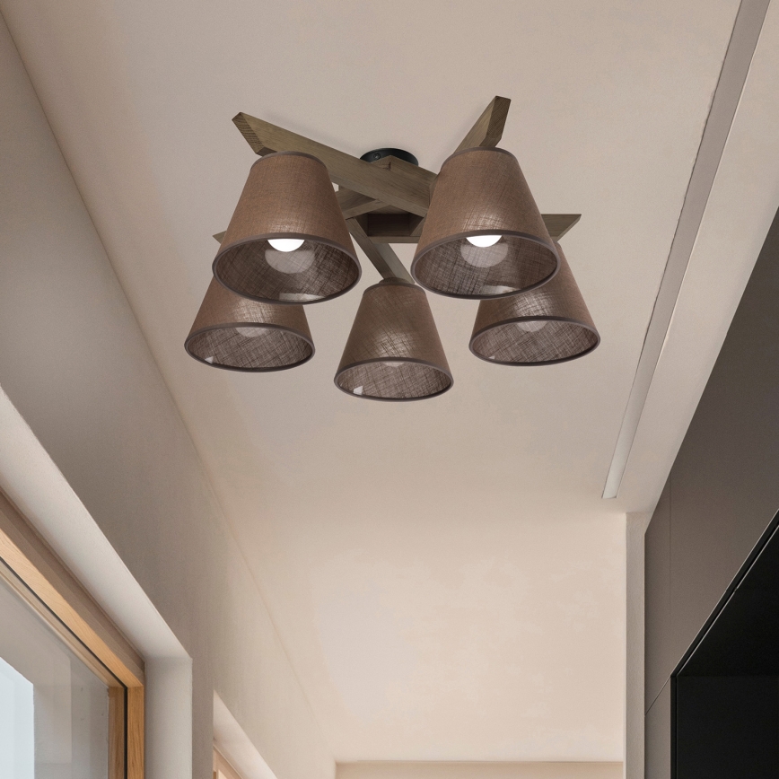 Brilagi - Loftlampe ANTHONY 5xE14/40W/230V eg/brun