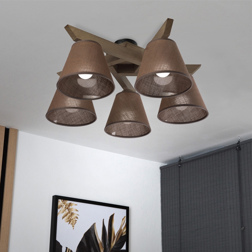 Brilagi - Loftlampe ANTHONY 5xE14/40W/230V eg/brun