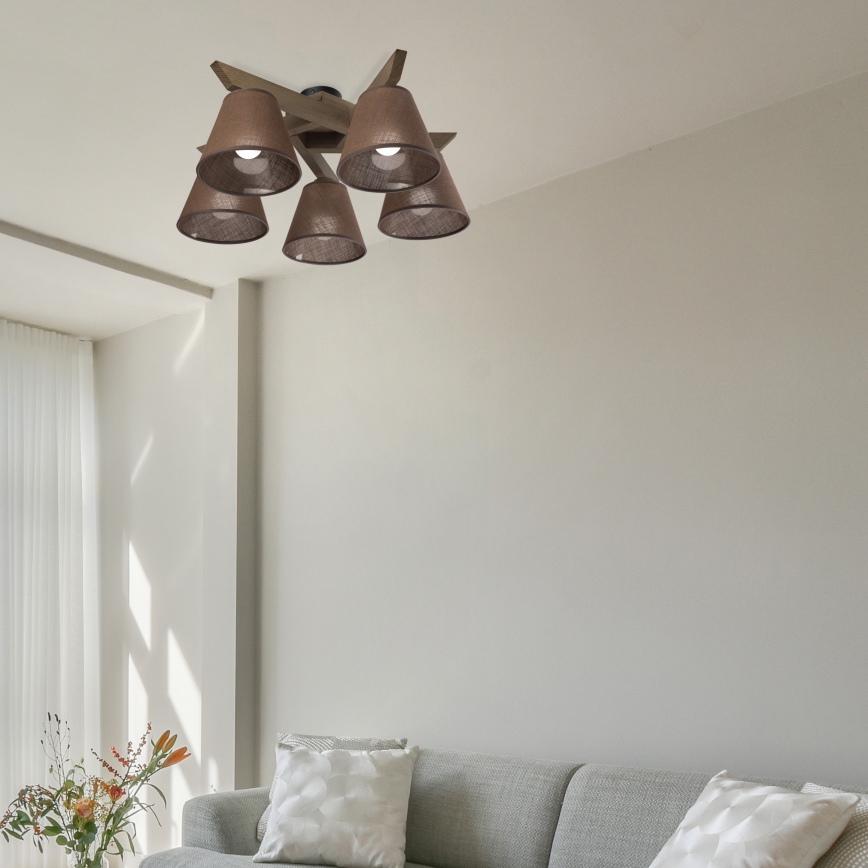 Brilagi - Loftlampe ANTHONY 5xE14/40W/230V eg/brun