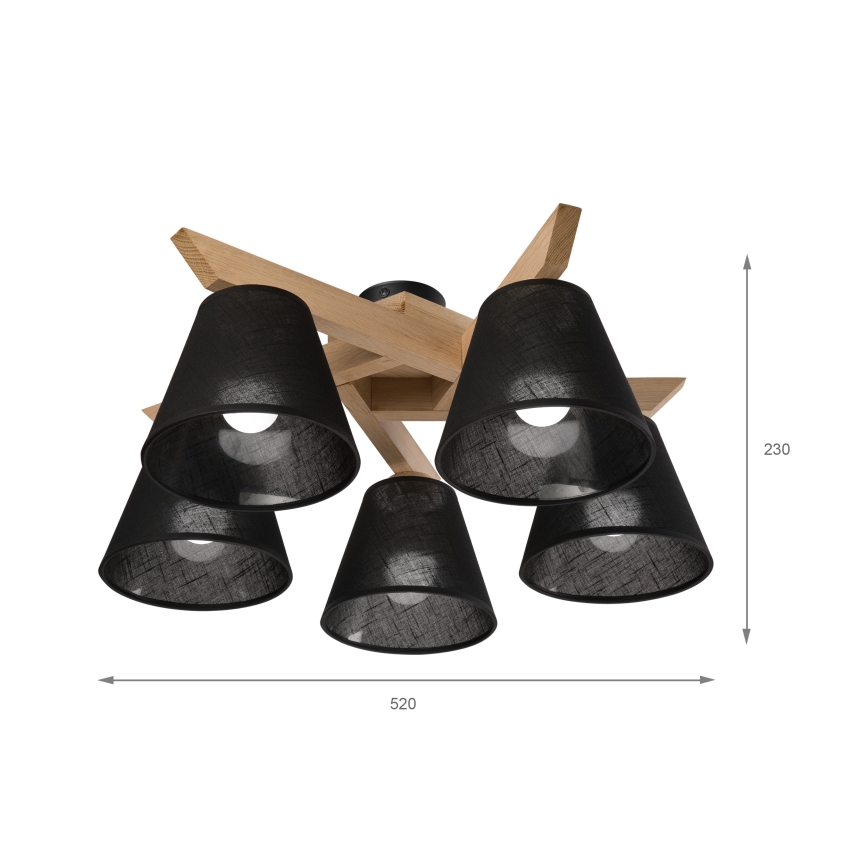 Brilagi - Loftlampe ANTHONY 5xE14/40W/230V eg/sort