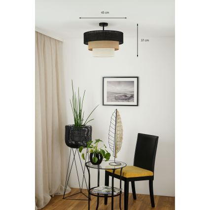 Brilagi - Loftlampe ASPEN LUNETA 1xE27/15W/230V diameter 45 cm sort/beige/cremefarvet