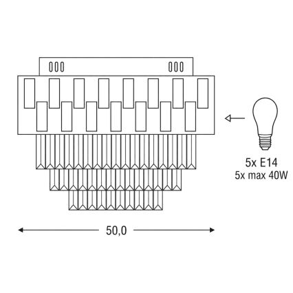 BRILAGI - Loftlampe AURELIA 5xE14/40W/230V Ø 50 cm sort
