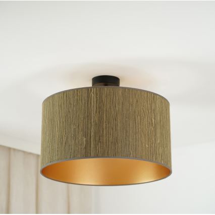 Brilagi - Loftlampe BOSTON ROLLER 1xE27/15W/230V diameter 45 cm strå brun/guldfarvet
