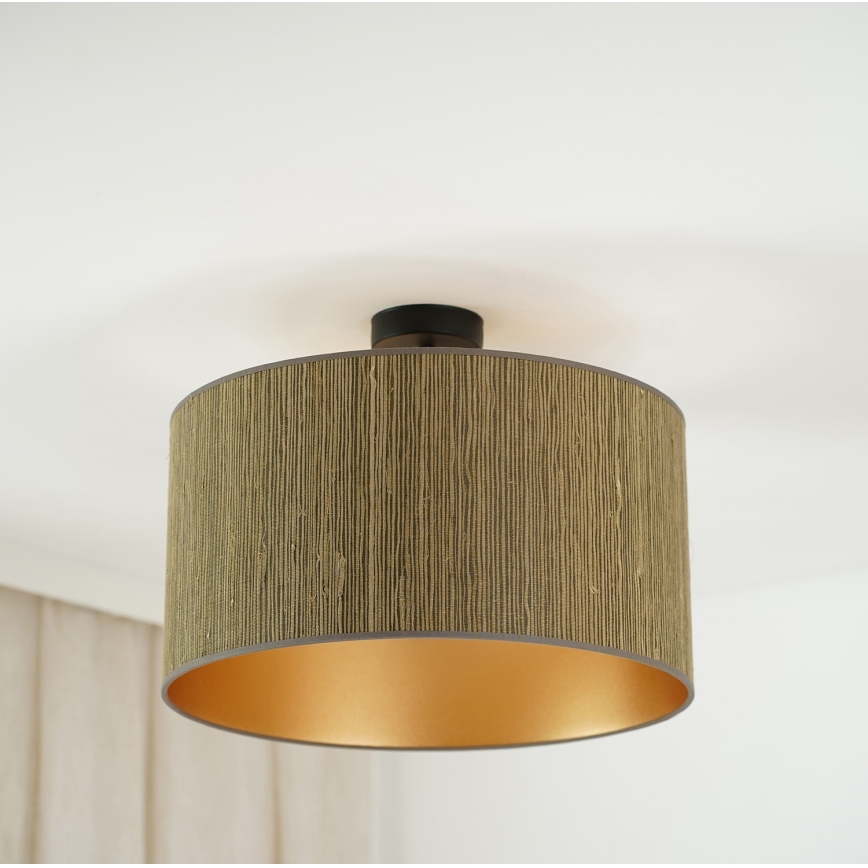 Brilagi - Loftlampe BOSTON ROLLER 1xE27/15W/230V diameter 45 cm strå brun/guldfarvet