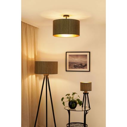 Brilagi - Loftlampe BOSTON ROLLER 1xE27/15W/230V diameter 45 cm strå brun/guldfarvet