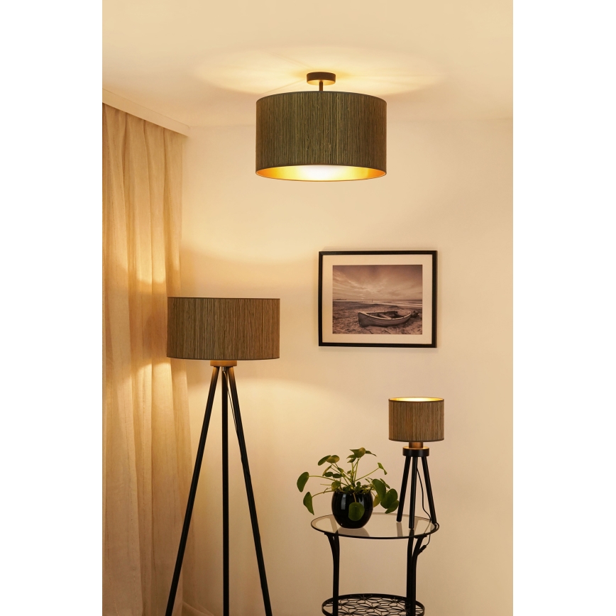 Brilagi - Loftlampe BOSTON ROLLER 1xE27/15W/230V diameter 45 cm strå brun/guldfarvet