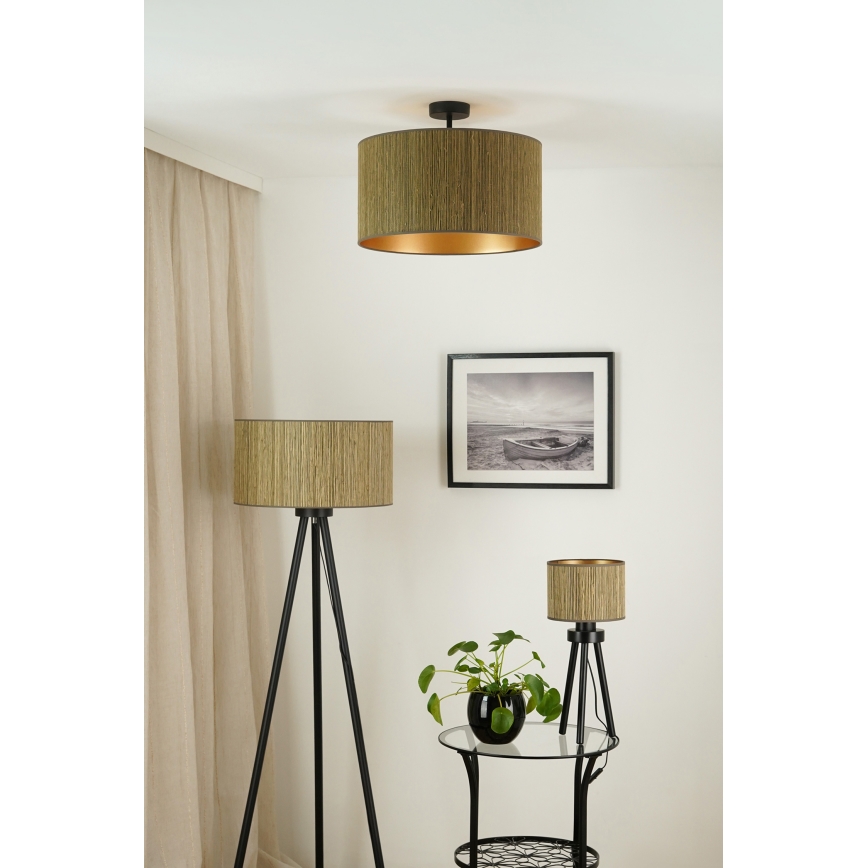 Brilagi - Loftlampe BOSTON ROLLER 1xE27/15W/230V diameter 45 cm strå brun/guldfarvet