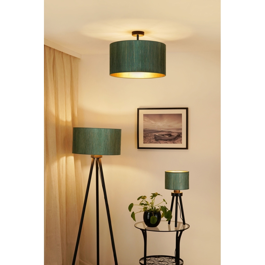 Brilagi - Loftlampe BOSTON ROLLER 1xE27/15W/230V diameter 45 cm strå grøn/guldfarvet
