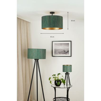 Brilagi - Loftlampe BOSTON ROLLER 1xE27/15W/230V diameter 45 cm strå grøn/guldfarvet