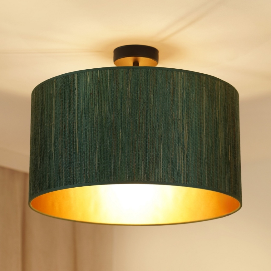Brilagi - Loftlampe BOSTON ROLLER 1xE27/15W/230V diameter 45 cm strå grøn/guldfarvet