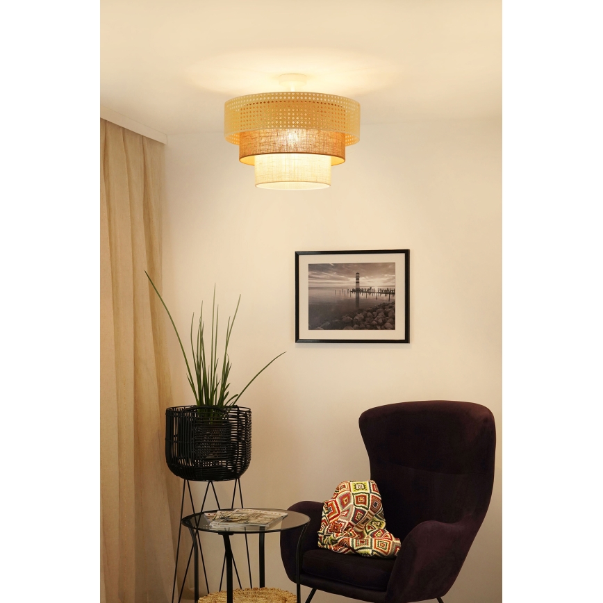 Brilagi - Loftlampe CEDAR LUNETA 1xE27/15W/230V diameter 45 cm beige/brun/cremefarvet