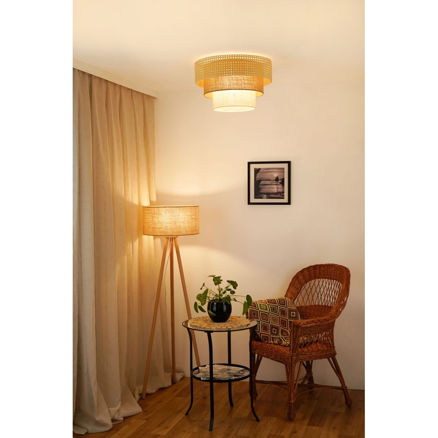 Brilagi - Loftlampe CEDAR LUNETA 1xE27/15W/230V diameter 45 cm beige/brun/cremefarvet