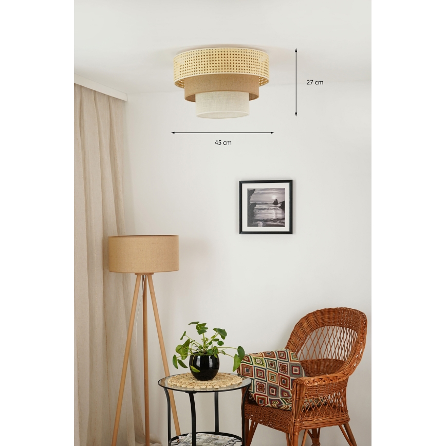Brilagi - Loftlampe CEDAR LUNETA 1xE27/15W/230V diameter 45 cm beige/brun/cremefarvet