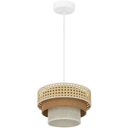 Brilagi - Loftlampe på ledning CEDAR LUNETA 1xE27/15W/230V Ø 25 cm rattan/brun/kremfarvet