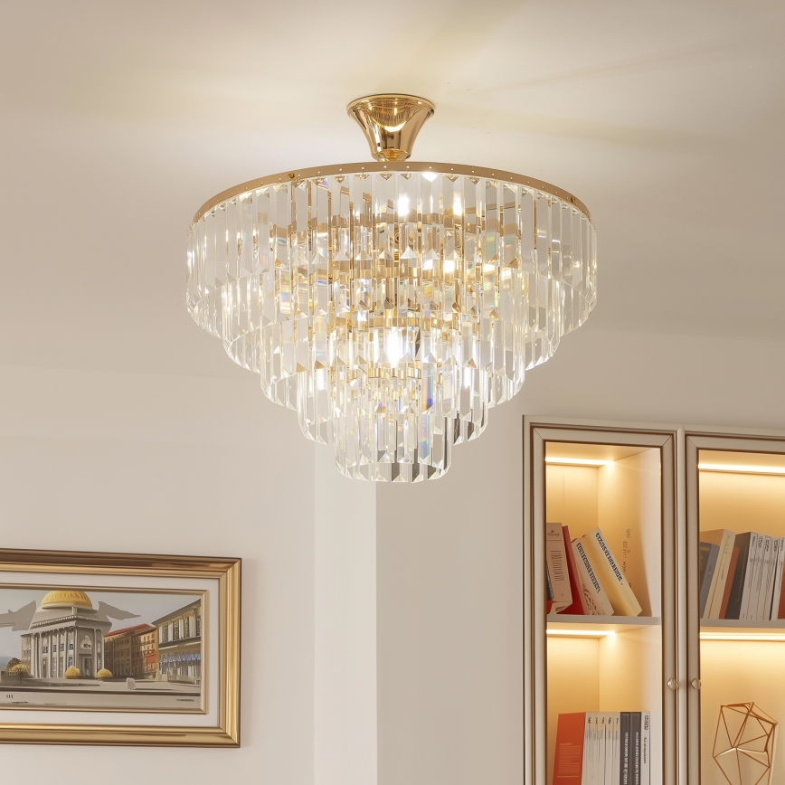 Brilagi - Loftlampe CRYSTAL 5xE14/40W/230V guldfarvet