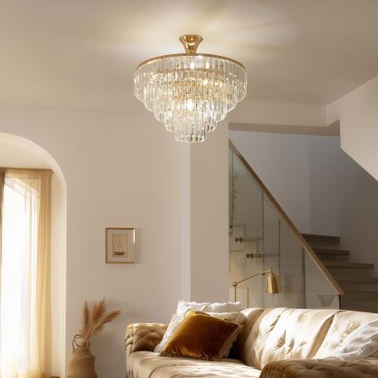 Brilagi - Loftlampe CRYSTAL 5xE14/40W/230V guldfarvet