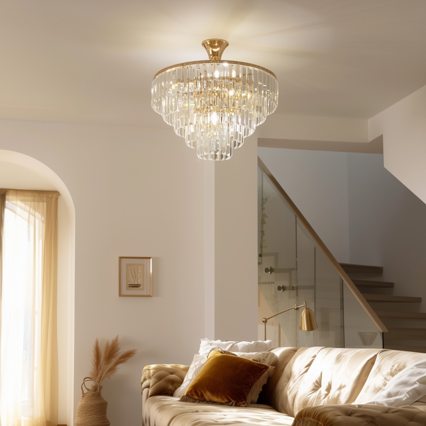 Brilagi - Loftlampe CRYSTAL 5xE14/40W/230V guldfarvet