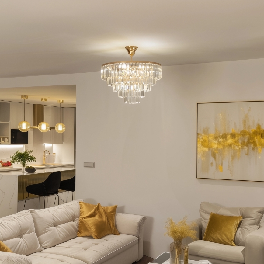 Brilagi - Loftlampe CRYSTAL 5xE14/40W/230V guldfarvet