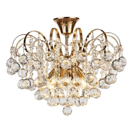 Brilagi - Loftlampe CRYSTAL 6xE14/60W/230V guldfarvet