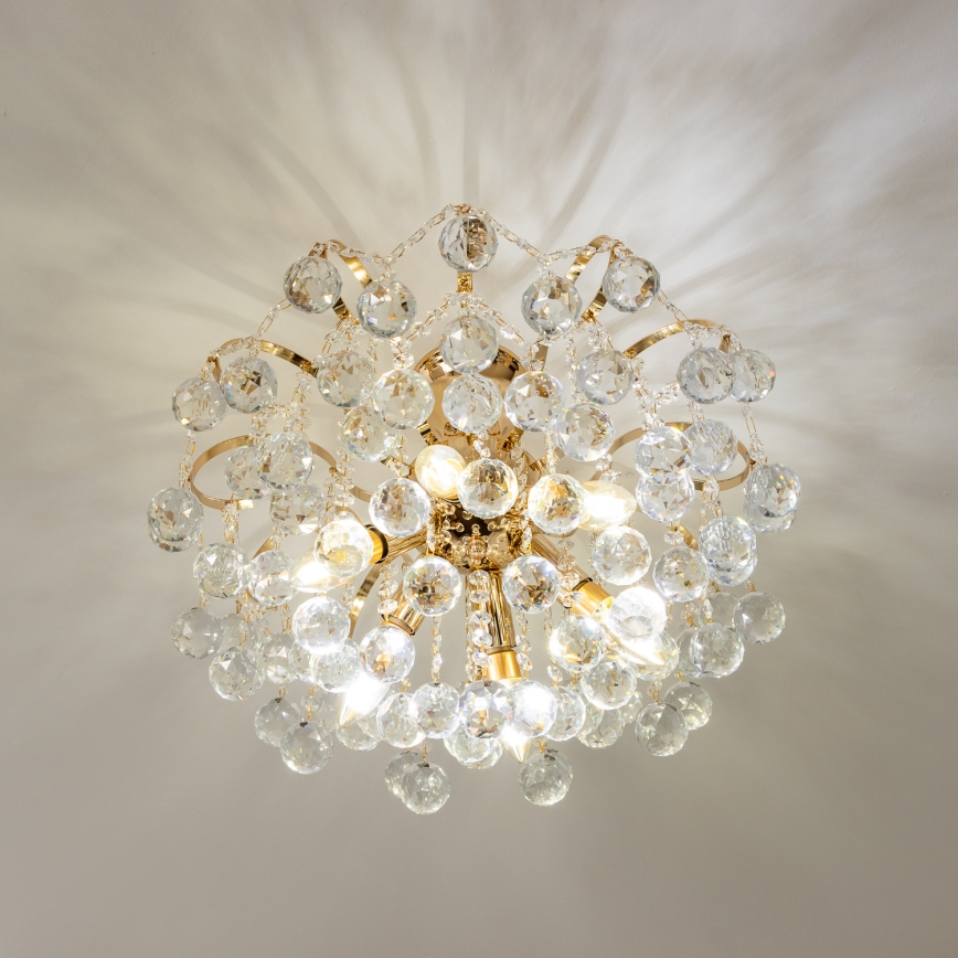 Brilagi - Loftlampe CRYSTAL 6xE14/60W/230V guldfarvet