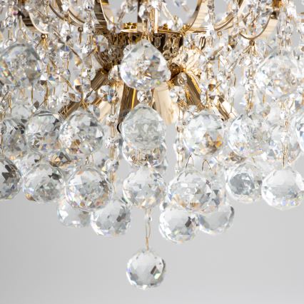 Brilagi - Loftlampe CRYSTAL 6xE14/60W/230V guldfarvet